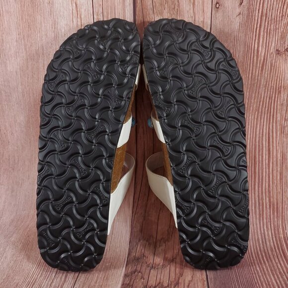 *READ* Birkenstock Betula Womens Size 10 White Turquoise Stones Sandals Rare - Picture 13 of 15